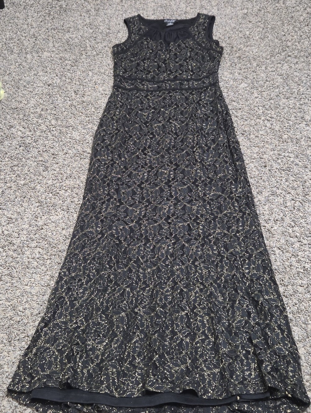 Black & Gold Lace Evening Gown